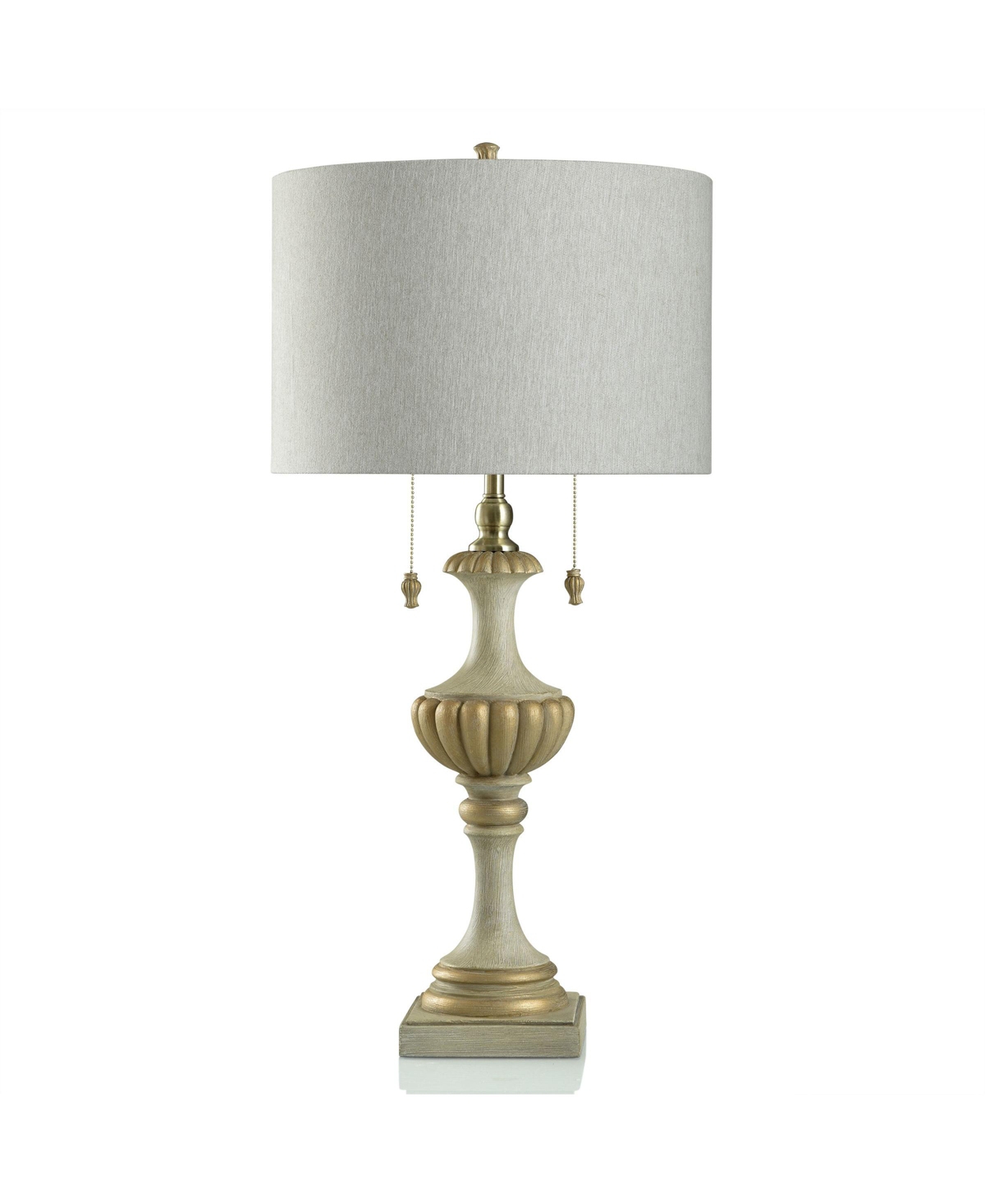 Stylecraft Home Collection 33.5" Chrysta Creme Traditional Double Pull Chain Table Lamp In Washed Cream,gold
