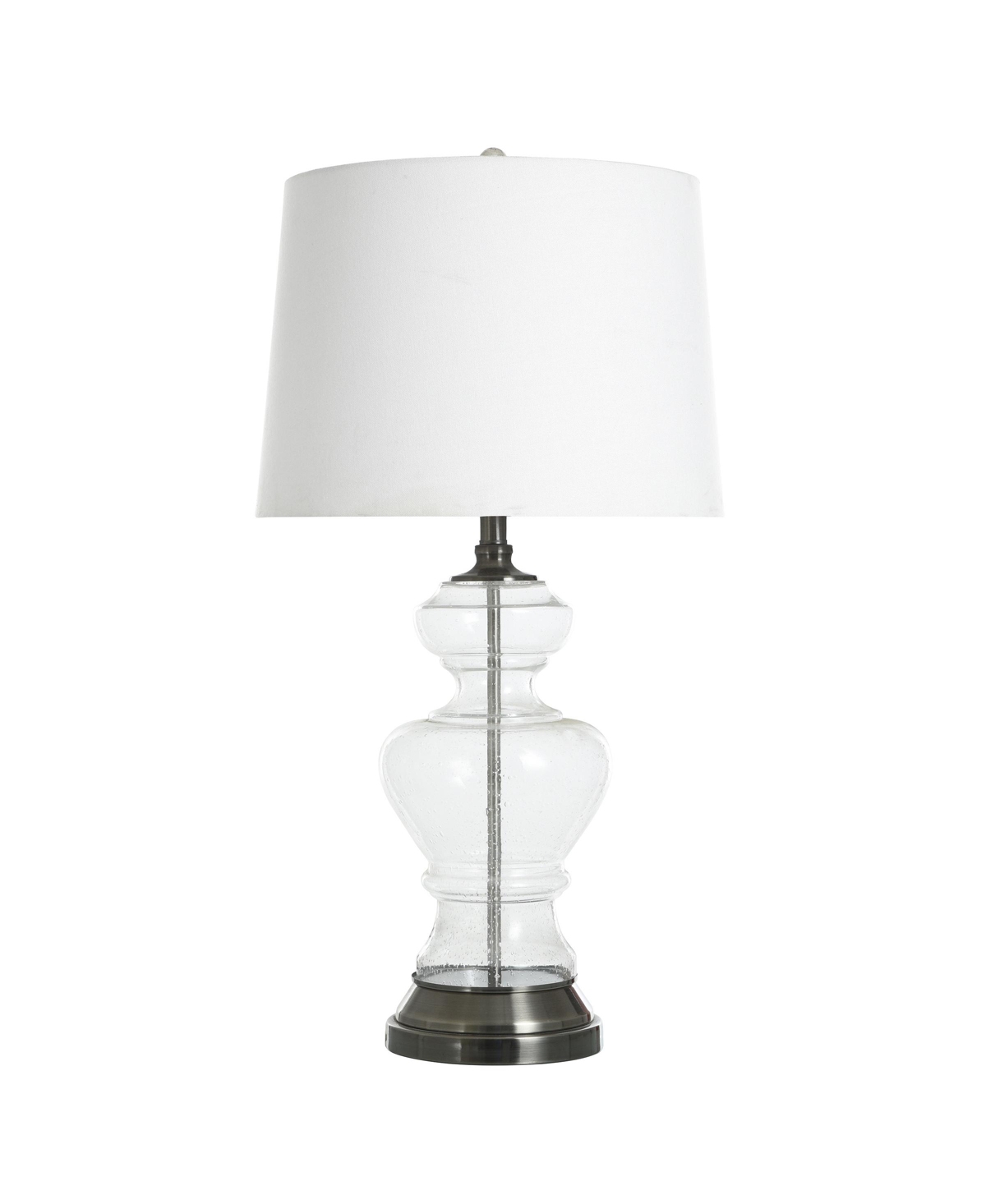 Stylecraft Home Collection 33" Elegant Seeded Glass Table Lamp With Urn Shaped Base In Clear Seeded,brushed Steel