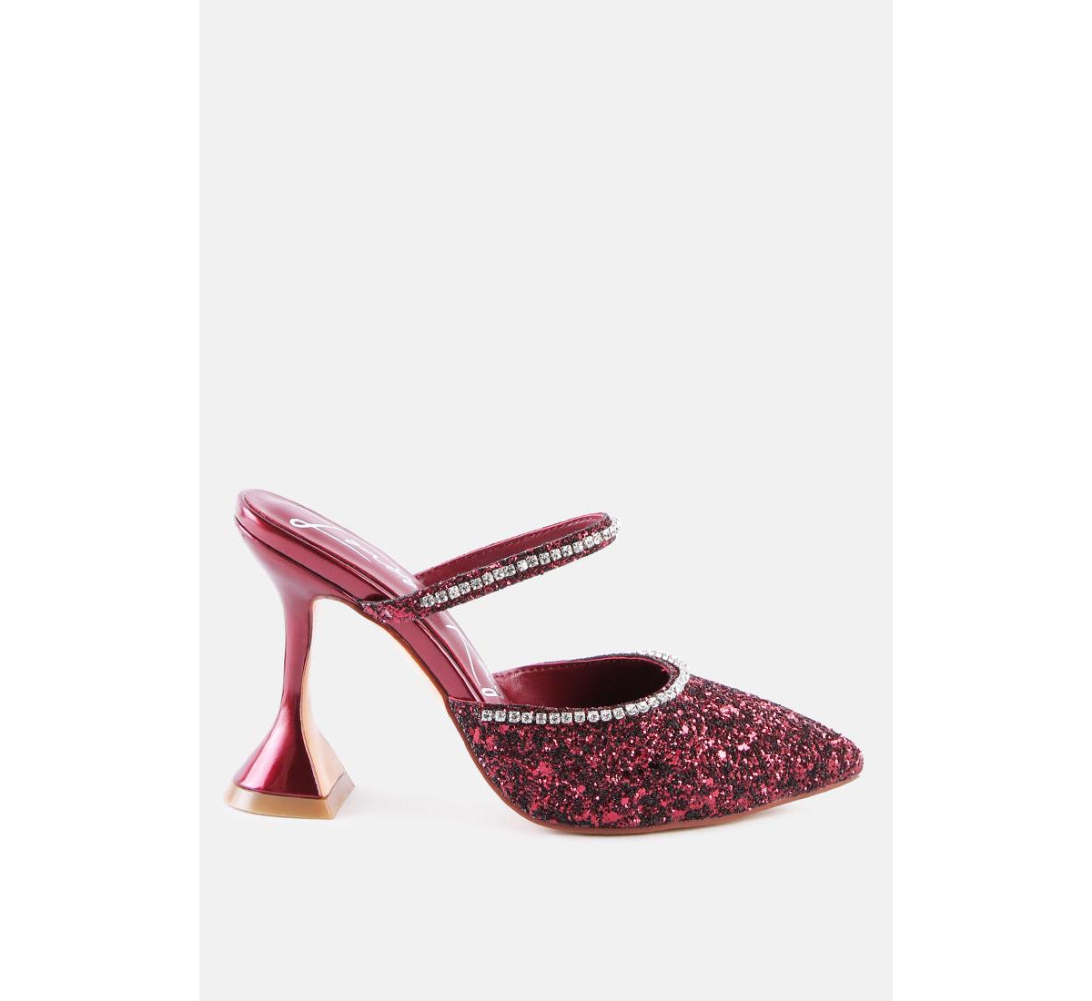 Iris Glitter Diamante Embellished Spool Heel Sandals
