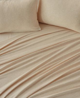 Heathered Melange T-shirt Jersey Knit Cotton Blend 4 Piece Sheet Set, Full