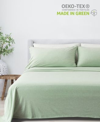 Heathered Melange T-shirt Jersey Knit Cotton Blend 4 Piece Sheet Set, Twin XL