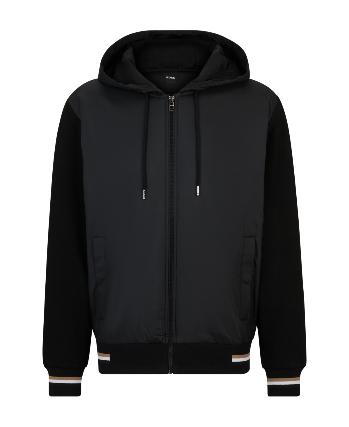 Boss by Hugo Boss Men's Mixed-Material Zip-Up Hoodie