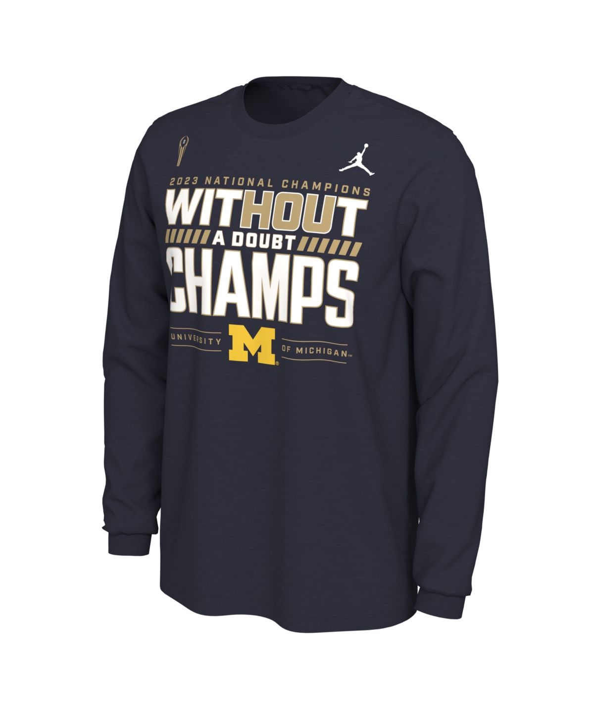 Men's Jordan Navy Michigan Wolverines College Football Playoff 2023 National Champions Locker Room Long Sleeve T-shirt - Navy