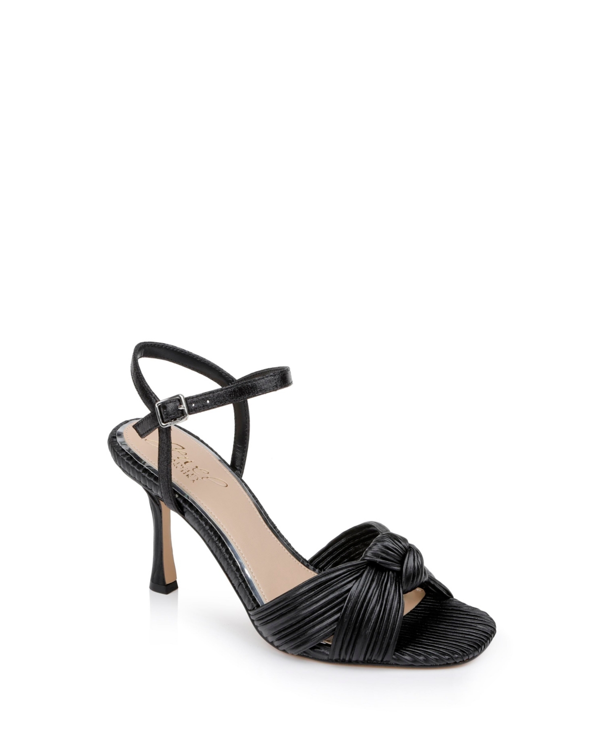 Shop Jewel Badgley Mischka Women's Hydee Knot Stiletto Evening Sandals In Black Plisse