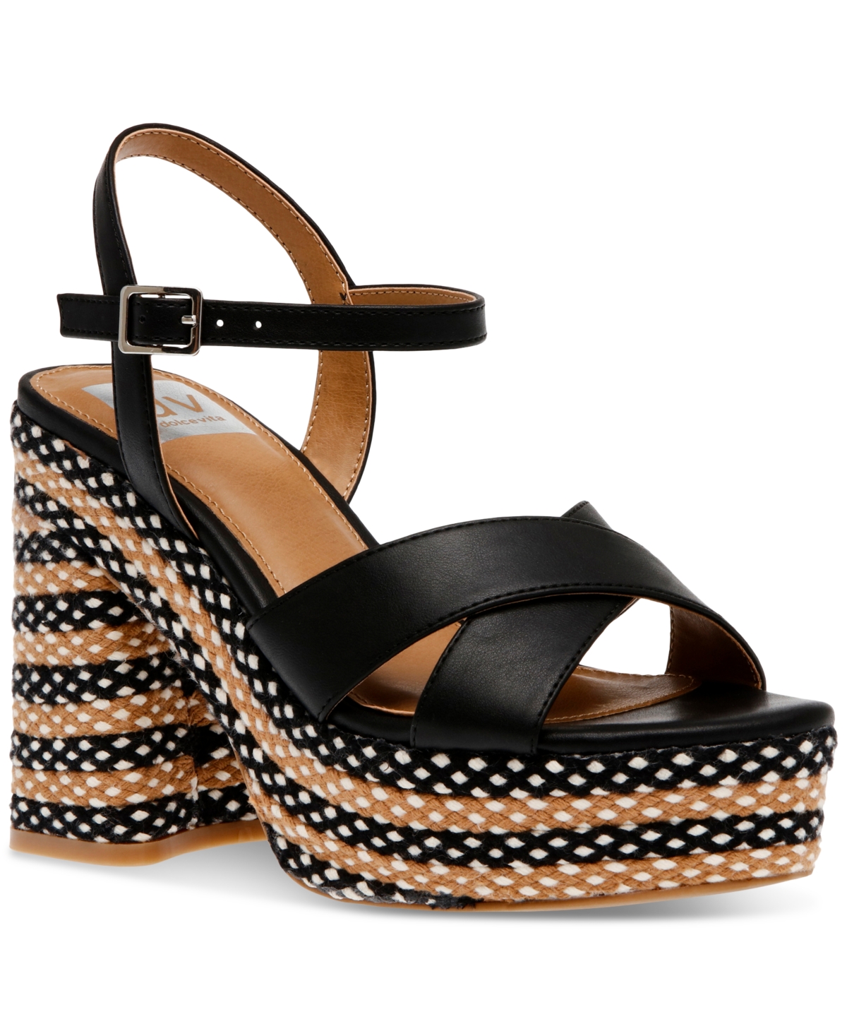 Shop Dv Dolce Vita Women's Wilsun Crossband Ankle-strap Platform Dress Sandals In Black