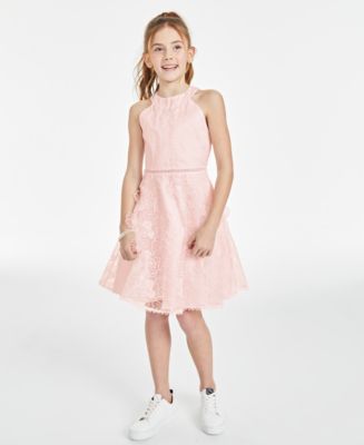 Rare Editions Big Girls Pink 3D Floral Organza Social Dress Macy s