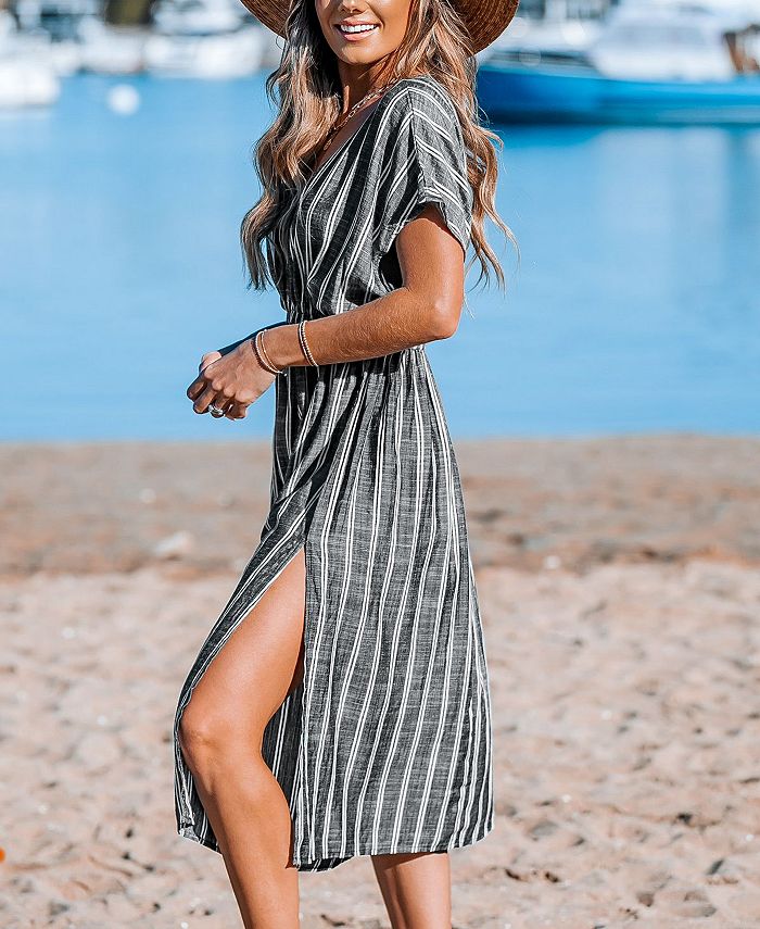 CUPSHE Women's Striped Midi Cover-Up Dress - Macy's