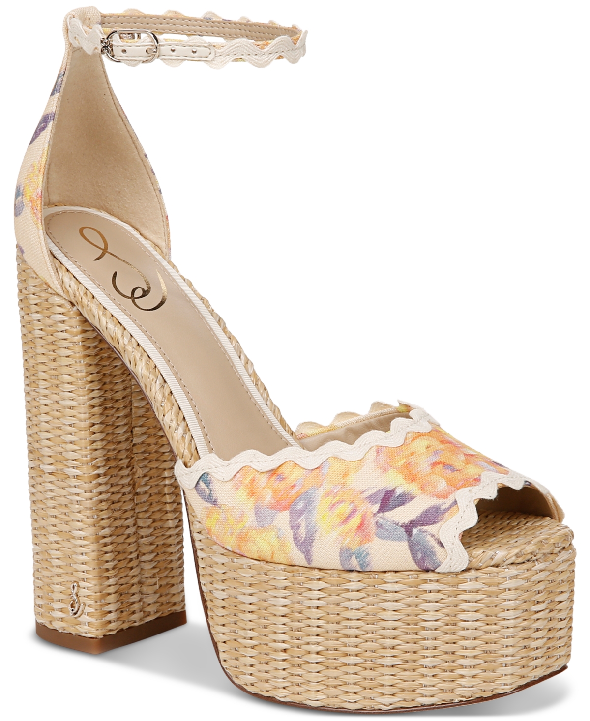 Womens Kori Ankle Strap Platform Dress Sandals - Apricot Floral Multi