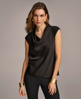Donna Karan New York - Women's Cowl-Neck Cap-Sleeve Top