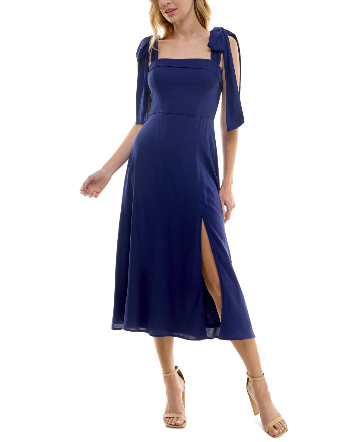 Juniors' Tie-Shoulder Midi Dress - Daphne Blue