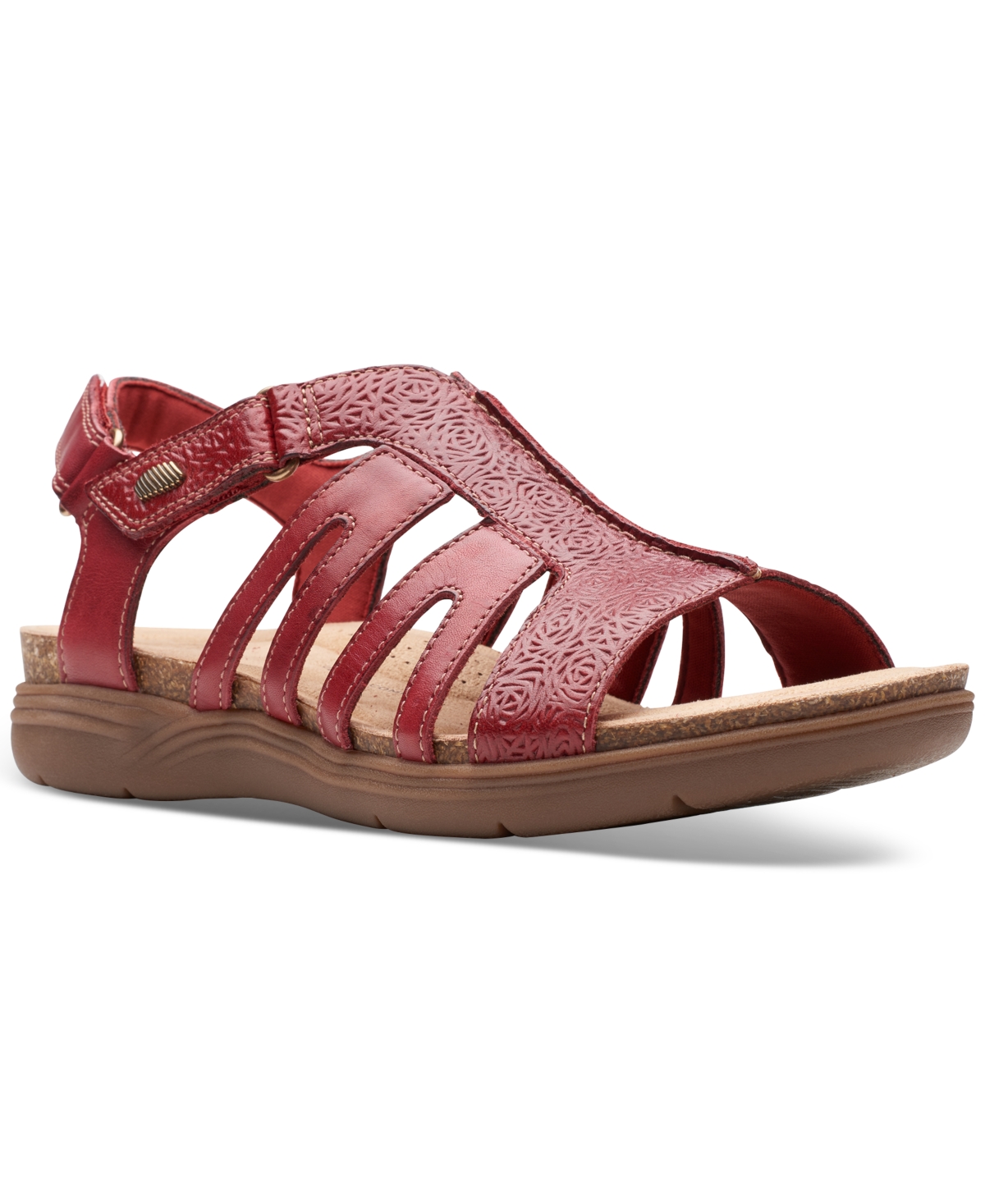 Clarks Women's April Belle Strappy Slingback Sandals In Red Leathe
