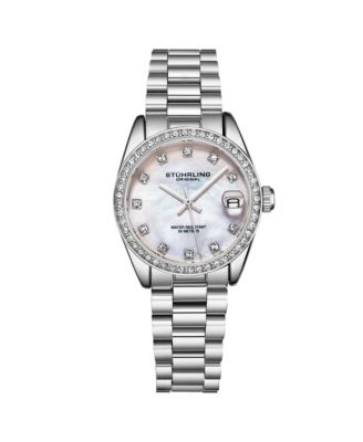 Stuhrling Lineage 3936.1 Women s Quartz Watch 31mm Stainless Steel Silver Bracelet White Mother-of-Pearl Dial Crystal Bezel - Mother of Pearl Light Bl