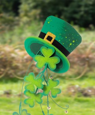 42" H St. Patrick's Metal Leprechaun Hat Shamrocks Yard Stake