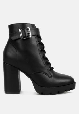Womens Grahams Faux Leather Lace Up Boots