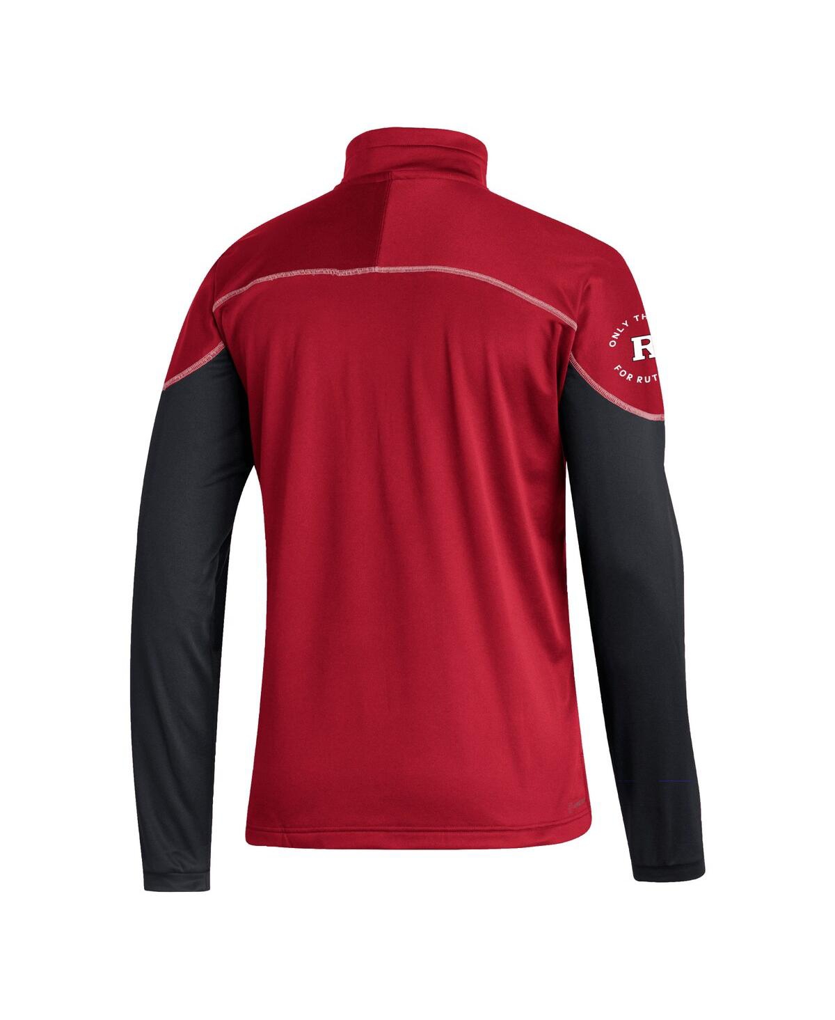 Men's adidasRutgersKnights Aeroready Knit Quarter-Snap Jacket - Scarlet