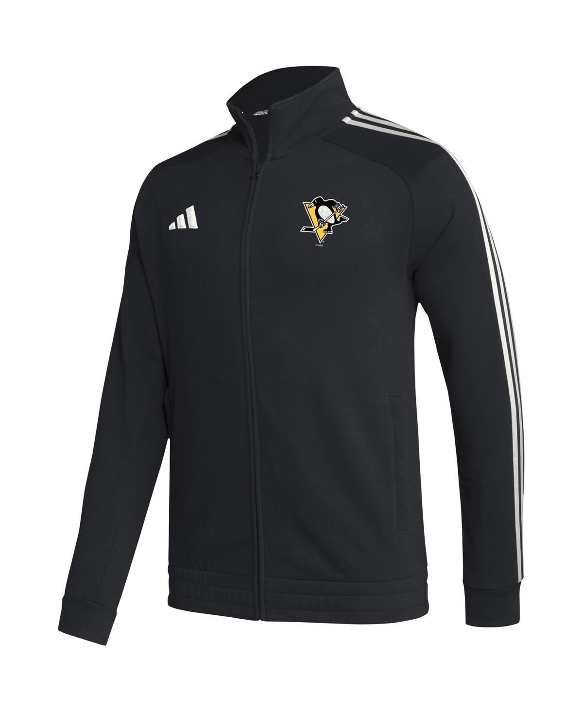 Men's adidasPittsburgh Penguins Raglan Full-Zip Track Jacket - Black