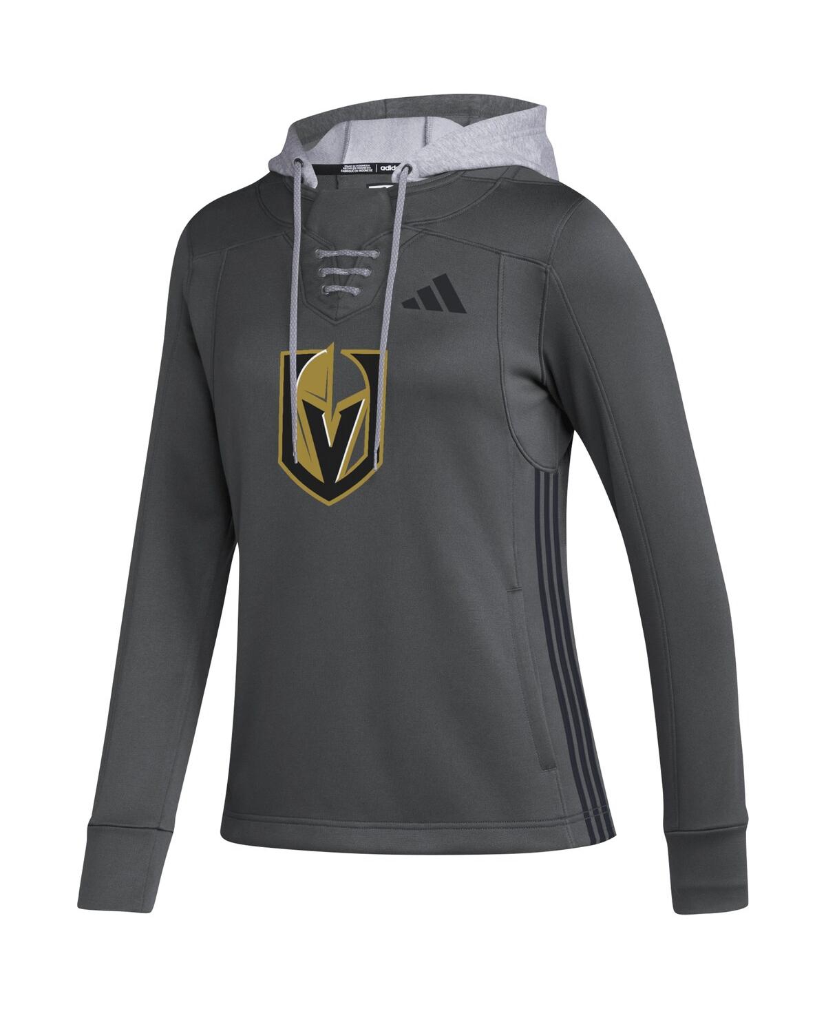 Women's adidasVegas Golden Knights Refresh Skate Lace Aeroready Pullover Hoodie - Gray