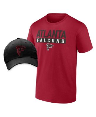 Men's Fanatics Red, Black Atlanta Falcons T-shirt and Adjustable Hat ...