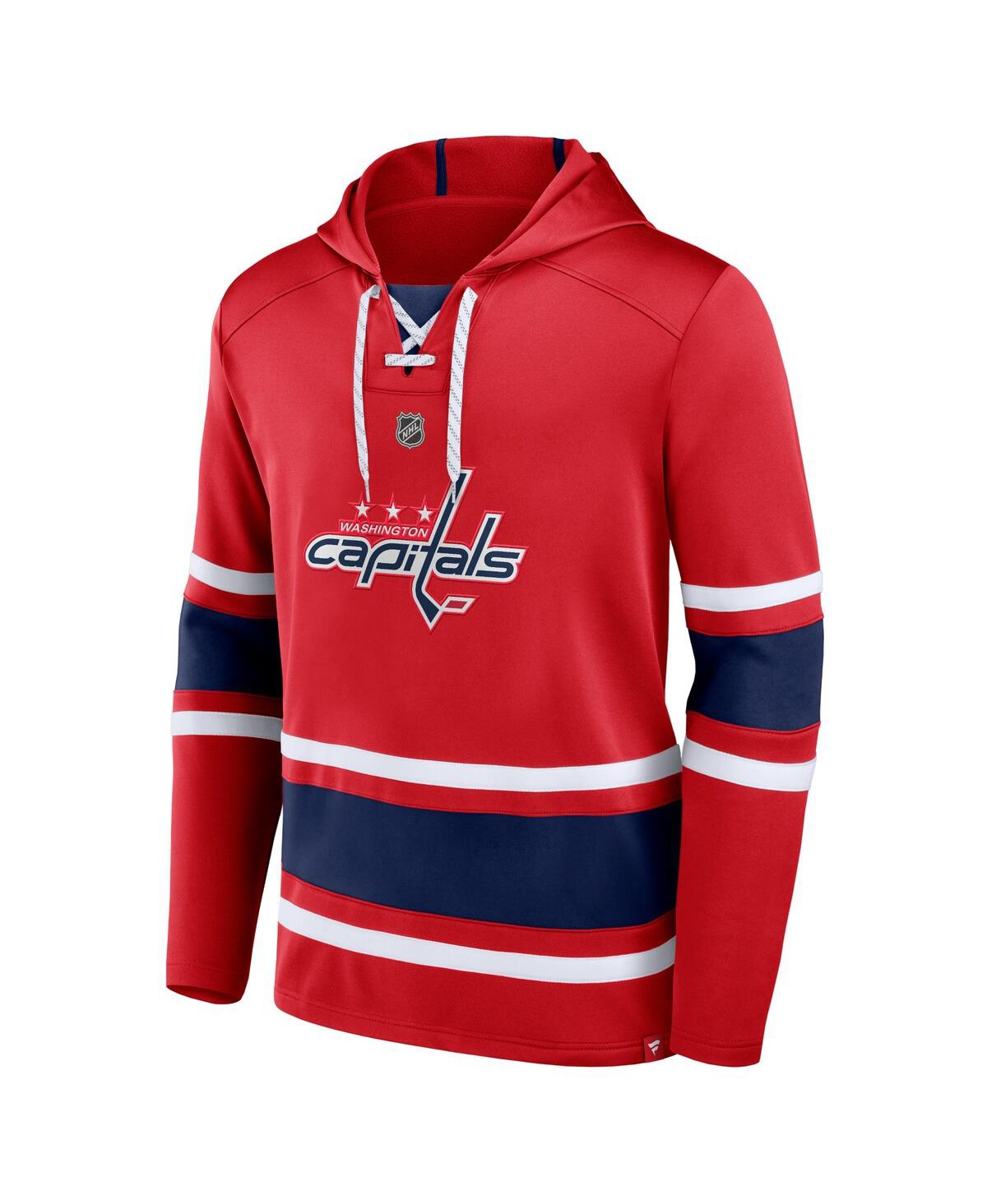 Shop Fanatics Men's  Tom Wilson Red Washington Capitals Name And Number Lace-up Pullover Hoodie