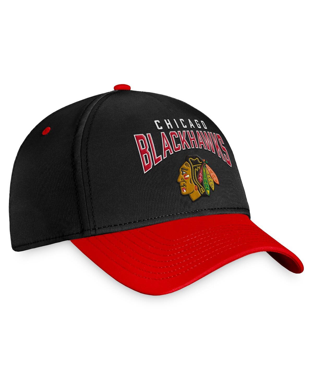 Fanatics Men's  Black, Red Chicago Blackhawks Fundamental 2-tone Flex Hat In Black,red