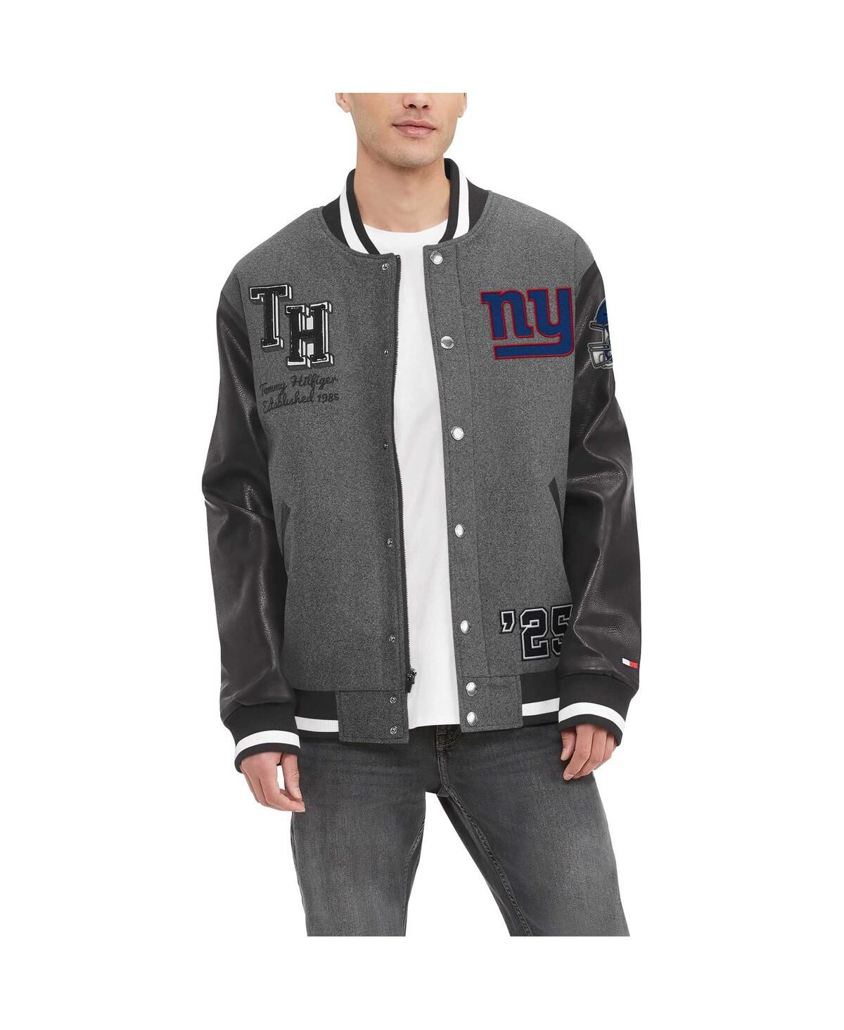 Мужская университетская куртка New York Giants Gunner на молнии Heather Grey, черного цвета