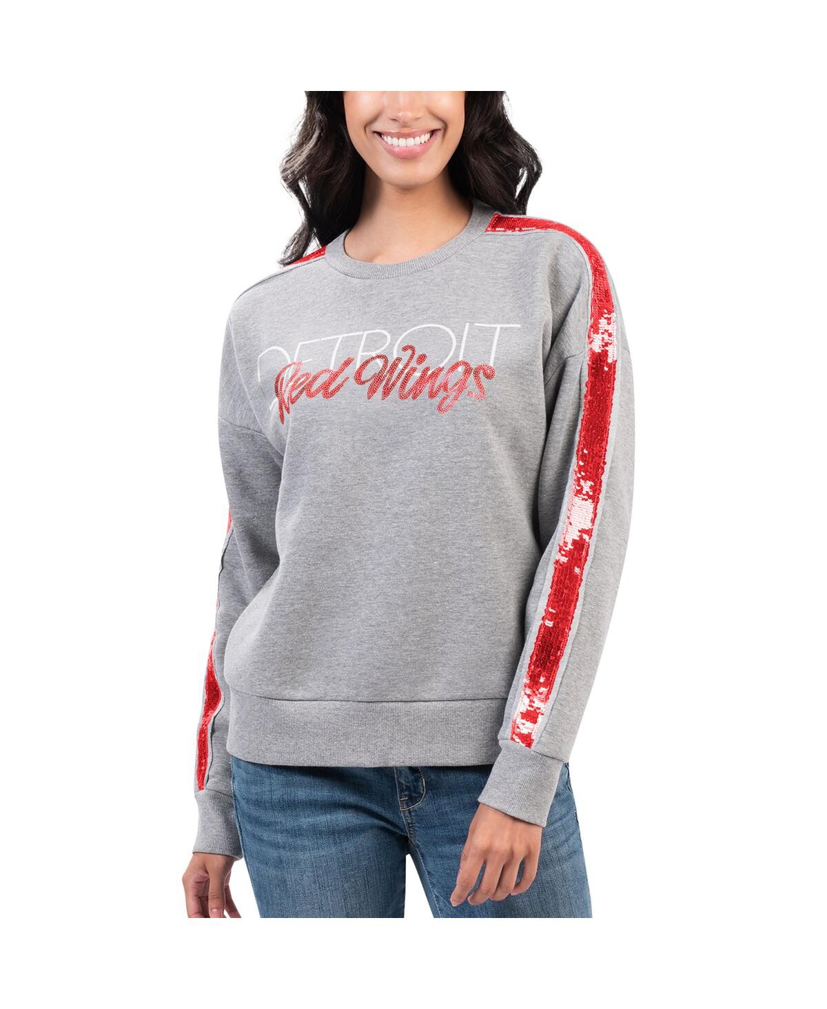Shop G-iii 4her By Carl Banks Women's  Gray Detroit Red Wings Penalty Box Pullover Sweatshirt