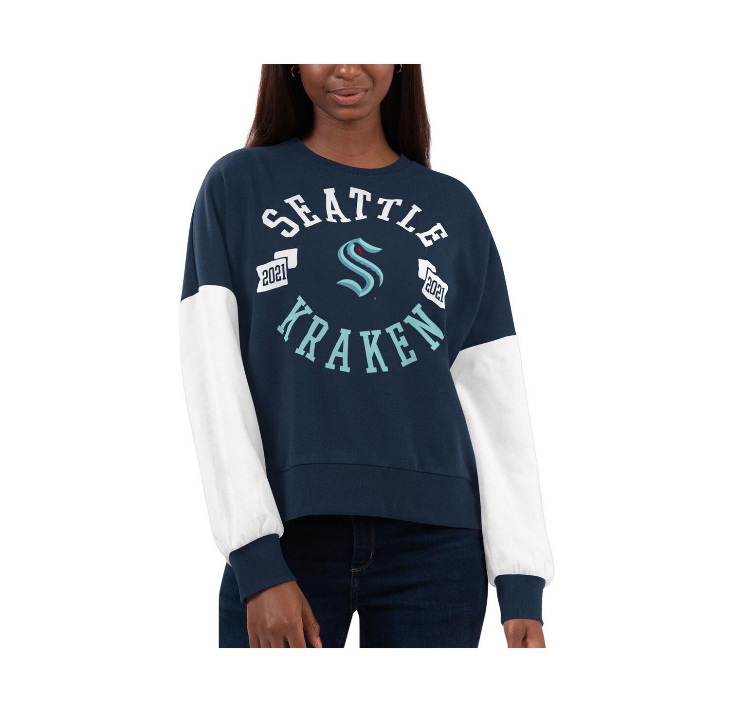 Women's Deep Sea Blue Seattle Kraken Team Pride Pullover Sweatshirt