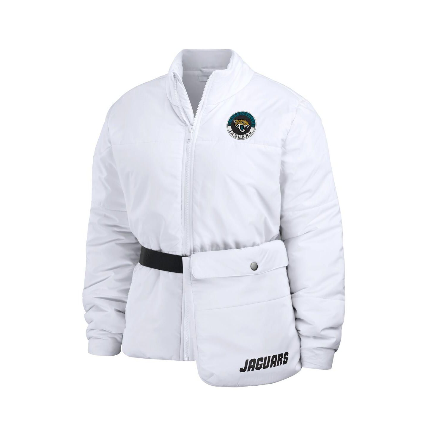Женская куртка WEAR by Erin Andrews White Jacksonville Jaguars Packaway Full-Zip Puffer — фото 4