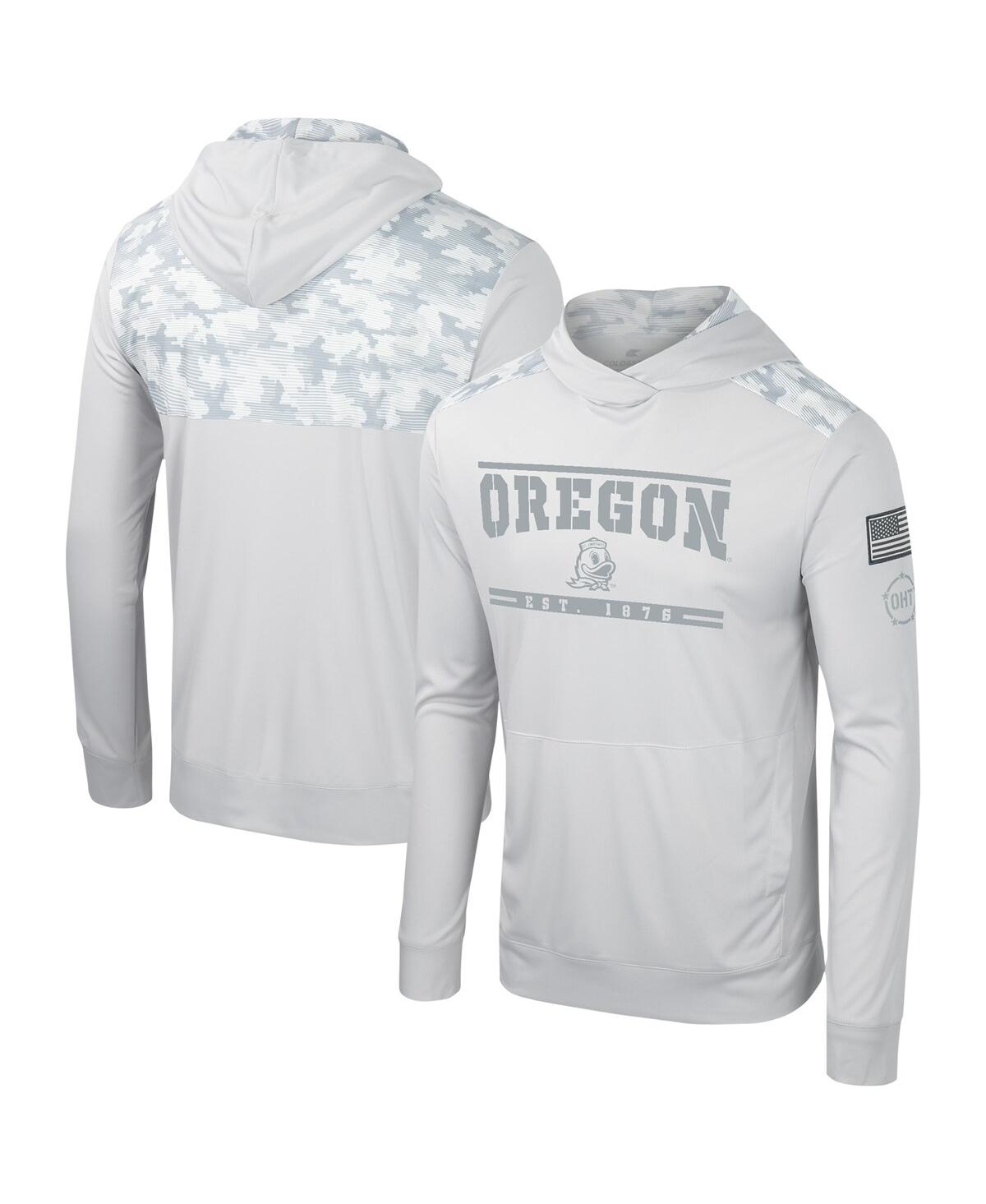 Men's Colosseum Gray Oregon Ducks Oht Military-Inspired Appreciation Long Sleeve Hoodie T-shirt - Gray