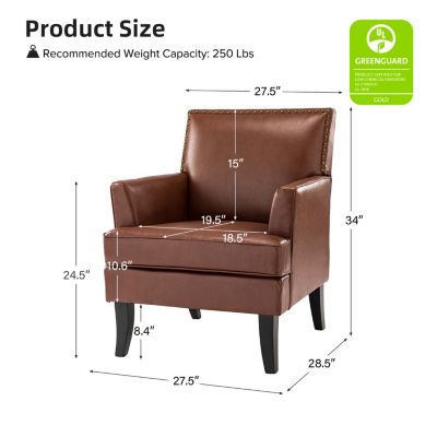 Nihad Modern Faux Leather Accent Chair with Nailhead Trim