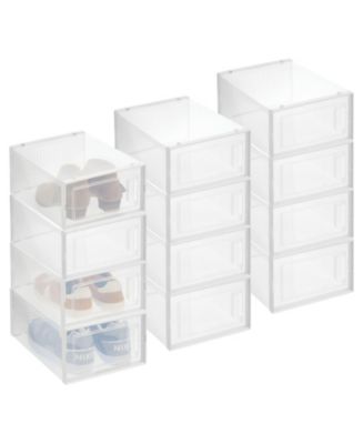 mDesign Plastic Stackable Closet Shoe Storage Box, Side Opening, 12 ...