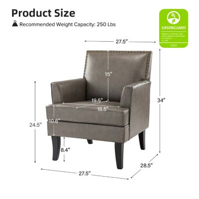 Nihad Modern Faux Leather Accent Chair with Nailhead Trim