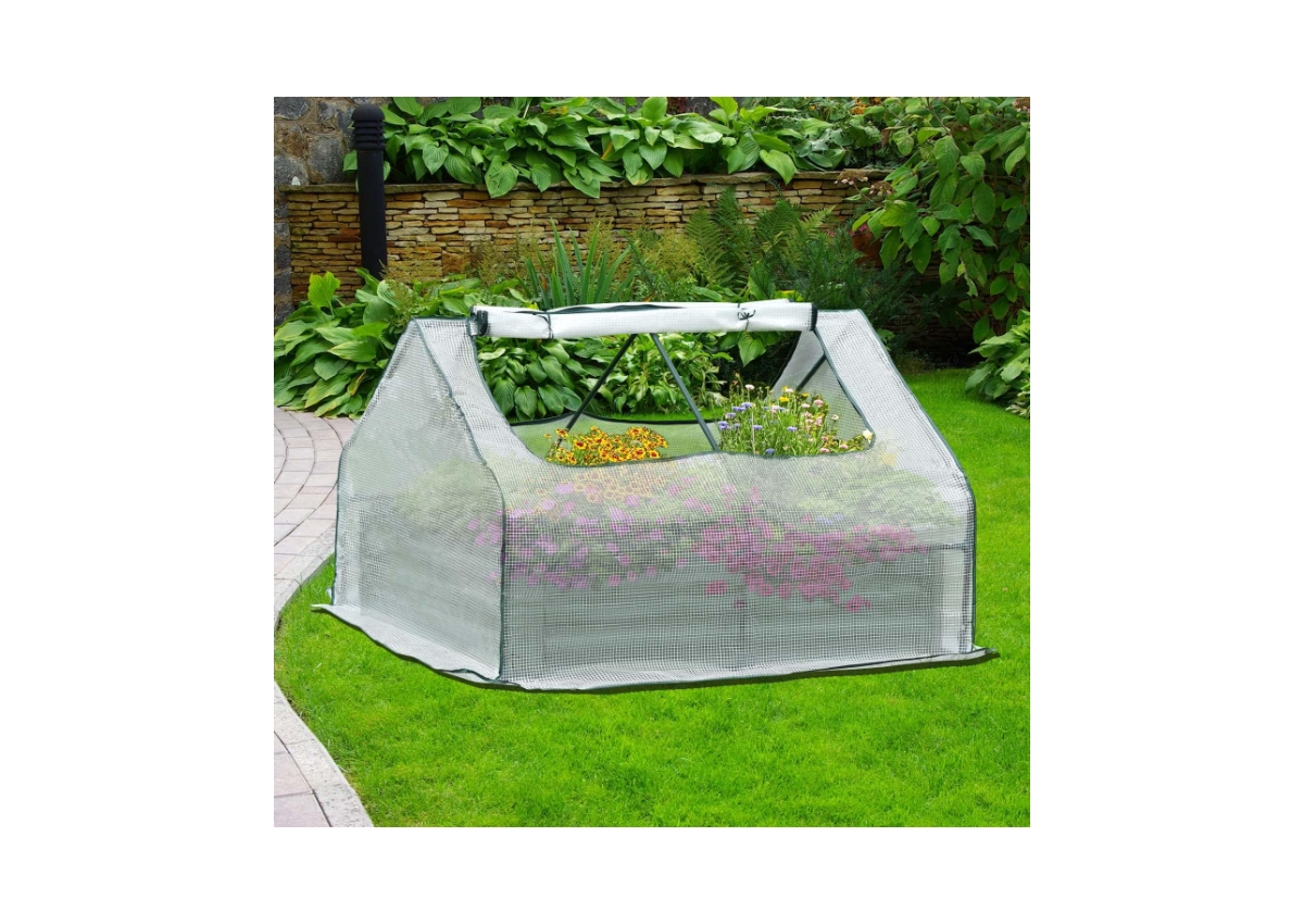 47.2''x47.2''x35.4'' ft Raised Garden Bed Planter Box with Customized Greenhouse Water Resistant Uv Protected. - White