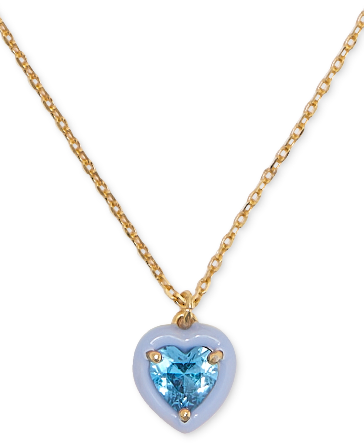 Cubic Zirconia Heart Halo Pendant Necklace, 16" + 3" extender - Blue