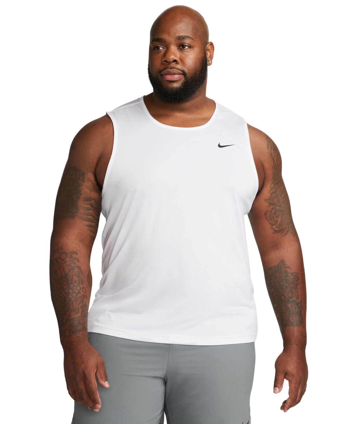 Shop Nike Men's Ready Relaxed-fit Dri-fit Fitness Tank, Regular & Big & Tall In White,(black)