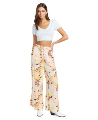 Volcom - Juniors' Oh Lei Printed Tie-Waist Pull-On Pants