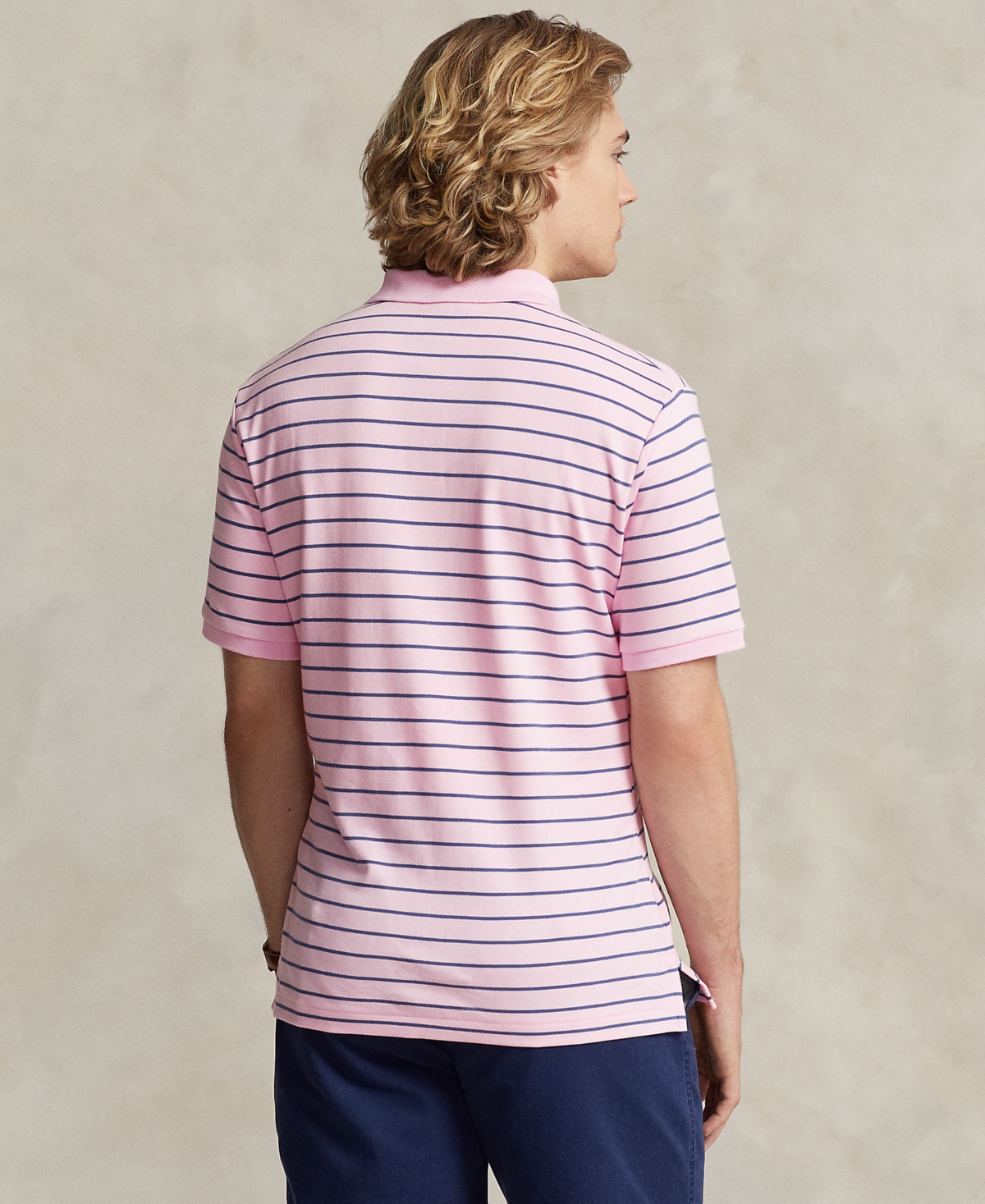 Polo Ralph Lauren Men's Classic-Fit Striped Soft Cotton Polo Shirt -light Navy