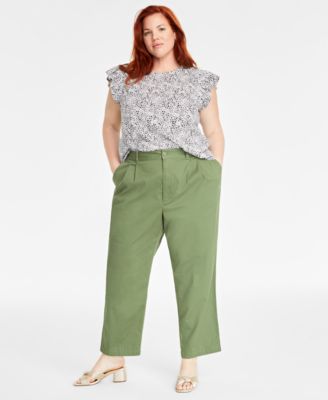 On 34th - Trendy Plus Size Pleated Chino Straight-Leg Ankle Pants