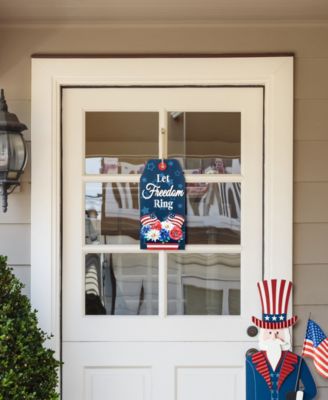 15.75" H Patriotic, Americana Wooden Word Sign Door Hanger