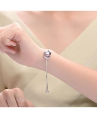 Teens/Young Adults White Gold Plated with infinity Ribbon on Heart Adjustable Bracelet