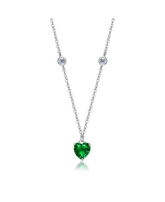 Gigi Girl Teens Sterling Silver White Gold Plated and Colored Cubic Zirconia Heart Necklace