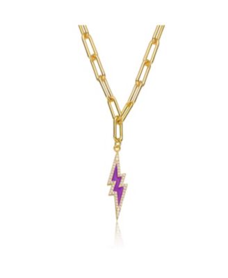 Gigi Girl Elegant Young Adults 14K Gold Plated with Colored Cubic Zirconia Charm Necklace