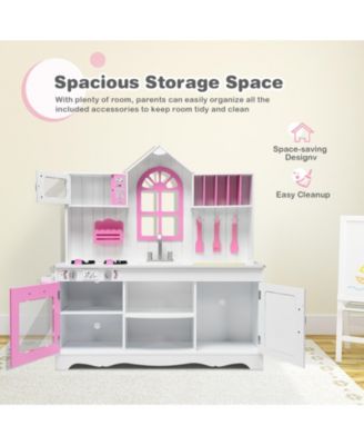 Wood Toy Kitchen Kids Cooking Pretend Play Set