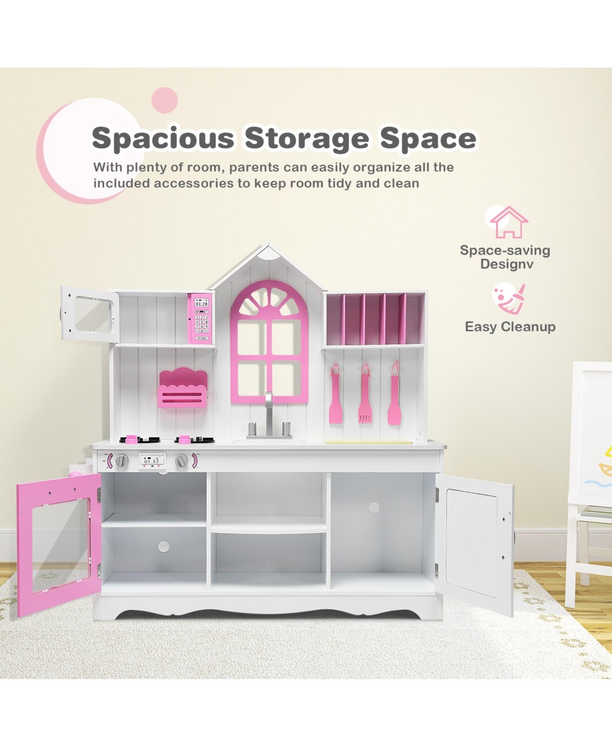 Wood Toy Kitchen Kids Cooking Pretend Play Set