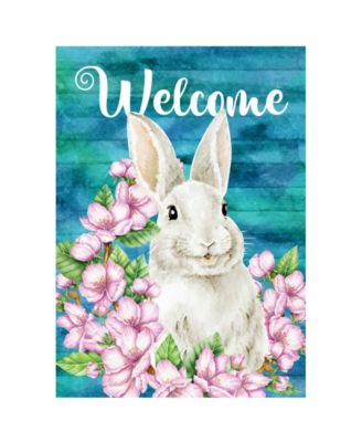 Welcome Rabbit Floral Easter Outdoor Garden Flag 18" x 12.5"