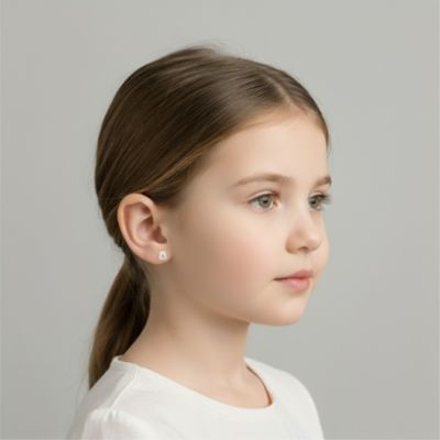 Toddler's 14k Gold Plated 5mm Pearl Solitaire Stud Earrings