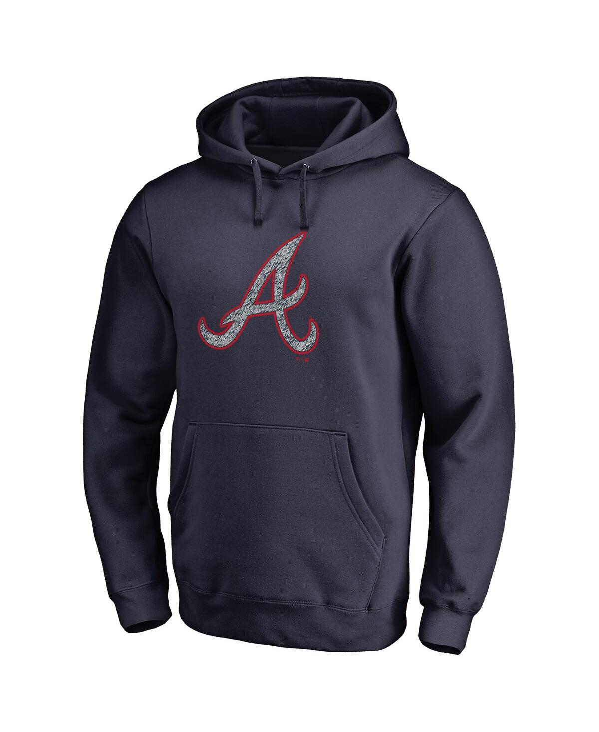 Fanatics Men's  Navy Atlanta Braves Static Logo Pullover Hoodie