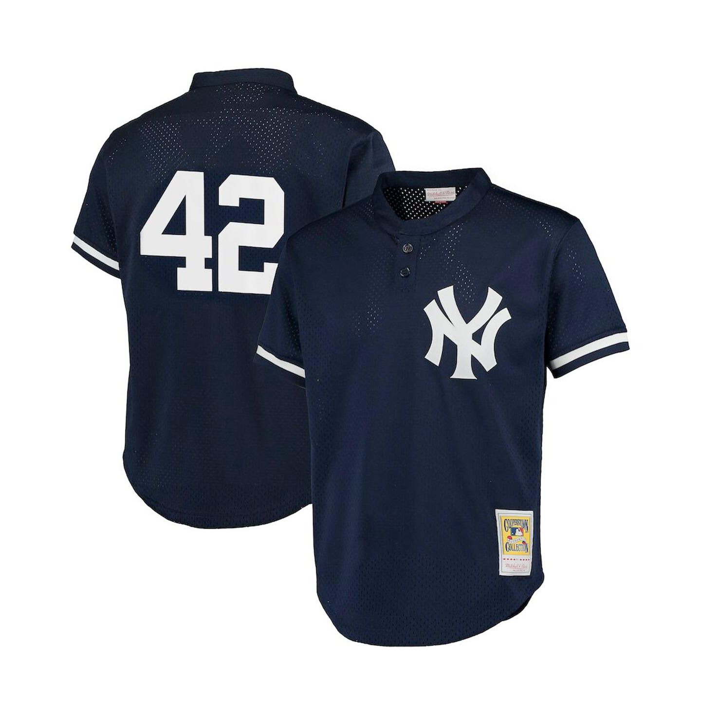 Мужской топ Mitchell & Ness Mariano Rivera Navy New York Yankees Cooperstown Collection Big and Tall Mesh Batting Practice Jersey — фото 1