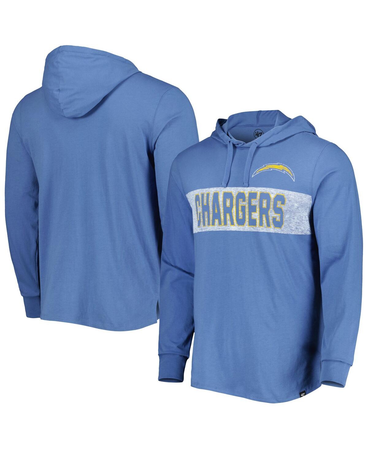 47 Brand Men's ' Powder Blue Distressed Los Angeles Chargers Field Franklin Hooded Long Sleeve T-shir