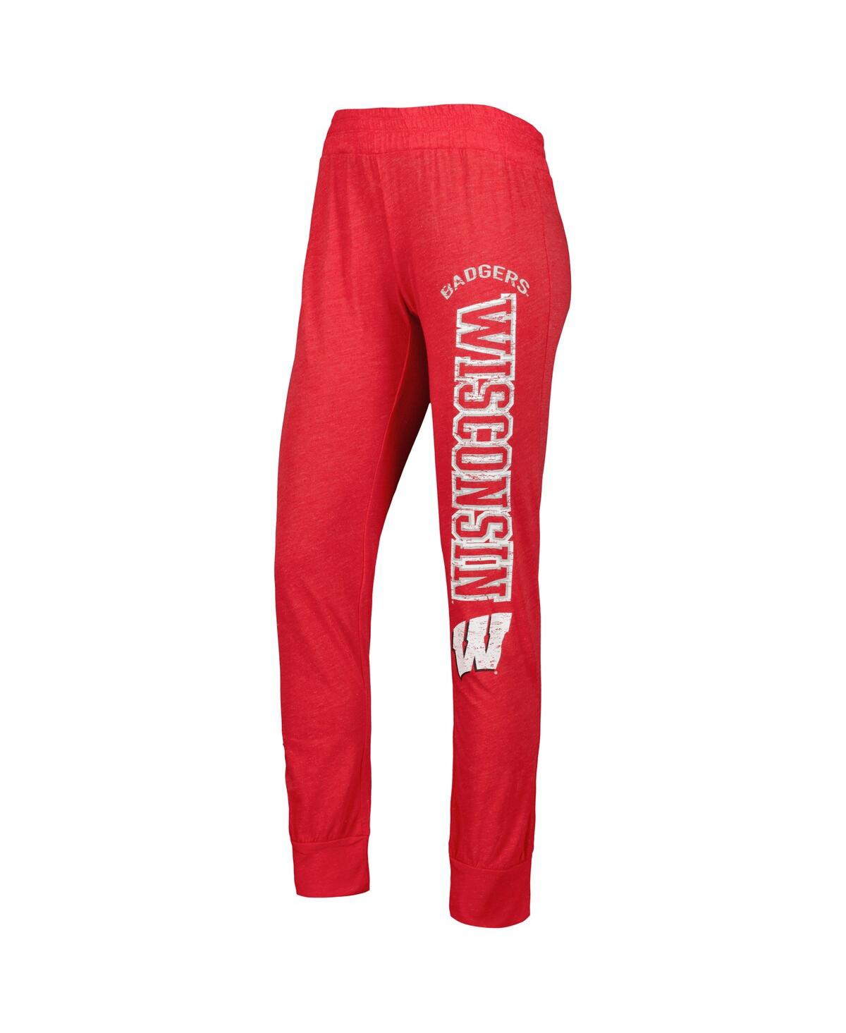 Women's Concepts SportDistressed Wisconsin Badgers Long Sleeve Hoodie T-shirt and Pants Sleep Set - Red